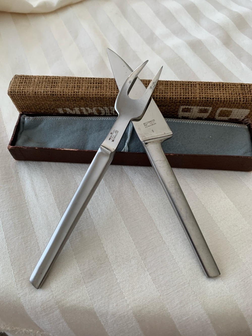 Vintage Stainless Steel Carving Fork and Knife Set